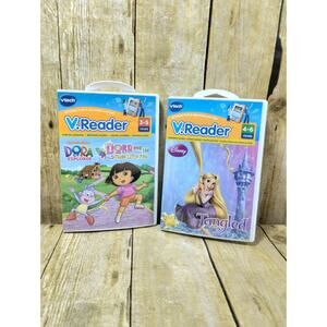 VTech V.Reader Cartridges Tangled & Dora Explorer Animated E-Books Lot Of 2